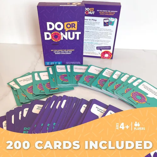 Miniatura 8 de Juego de cartas Do or Donut – Emocionante desafío de noche de juegos en familia y para parejas, juego divertido para reuniones familiares, fiestas