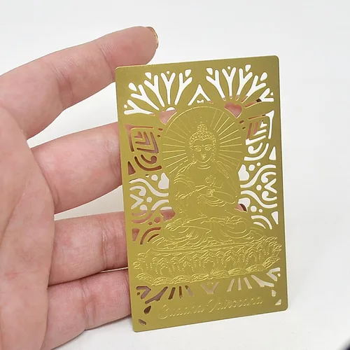 Miniatura 3 de Feng Shui I Ching Safe Buda Estatua Vairocana Buda Tarjeta de Oro, Oro