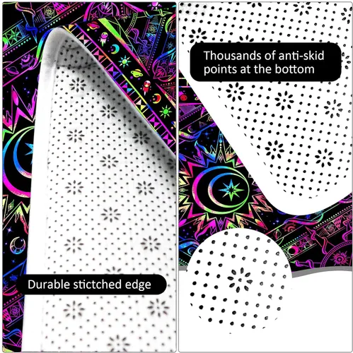 Miniatura 6 de Blacklight Burning Sun - Alfombra neón reactiva a los rayos UV, luna celestial, estrella, planeta, antideslizante, fluorescente, bohemio, hippie