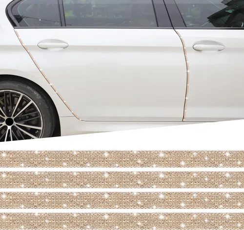 Miniatura 13 de TOMALL Bling Protector de Puerta de Coche Parachoques Anticolisión Tira Adhesiva de Cristal Antiarañazos Cristales Protector de Parachoques de Negro