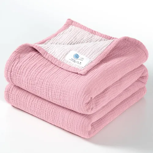 Miniatura 17 de lulumoon Manta de muselina neutra para bebé, ropa de cama de algodón transpirable para cuna para niños pequeños, 4 capas suaves y ligeras
