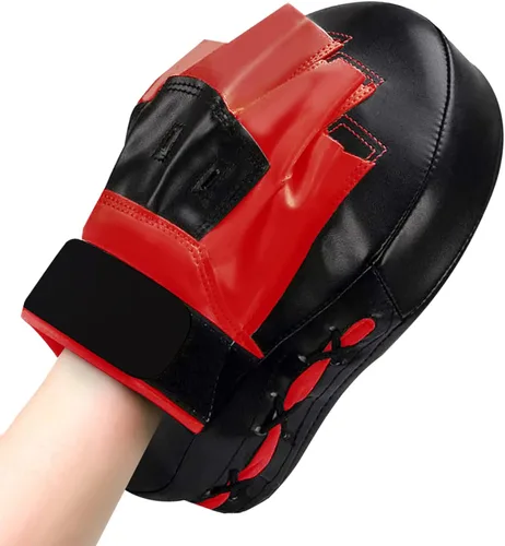 Miniatura 6 de Valleycomfy - Manoplas de boxeo curvadas de piel sintética para entrenamiento Rojo
