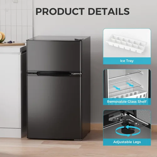 Miniatura 5 de COWSAR Refrigerador de 3.2 pies cúbicos con congelador, refrigerador compacto con 2 puertas