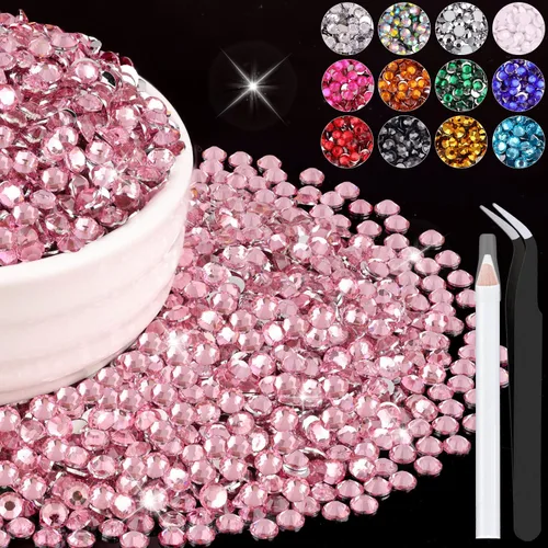 Miniatura 50 de 12000 diamantes de imitación de resina de 0.079 pulgadas a granel para manualidades (transparente), cristales deslumbrantes con parte trasera plana