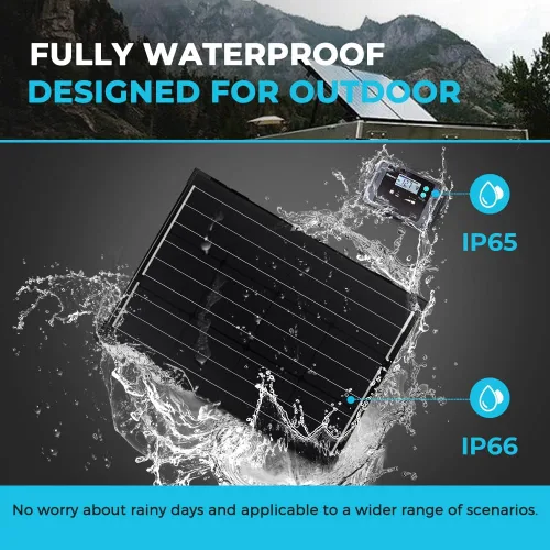 Miniatura 7 de Renogy - Panel solar portátil de 100 vatios y 12 voltios con controlador de carga impermeable de 20 A, maletín solar plegable de 100 W con soporte