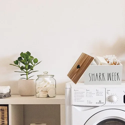 Miniatura 6 de Soporte de tampón para baño, organizador de baño de granja, contenedor de almacenamiento de baño de madera rústica con tapa, organizador