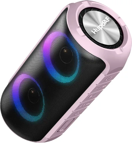 Miniatura 11 de Hupoaf Altavoz Bluetooth, altavoz inalámbrico portátil 2026 con sonido fuerte 6D, IPX7 impermeable, llamada HD, luces RGB, tiempo de reproducción