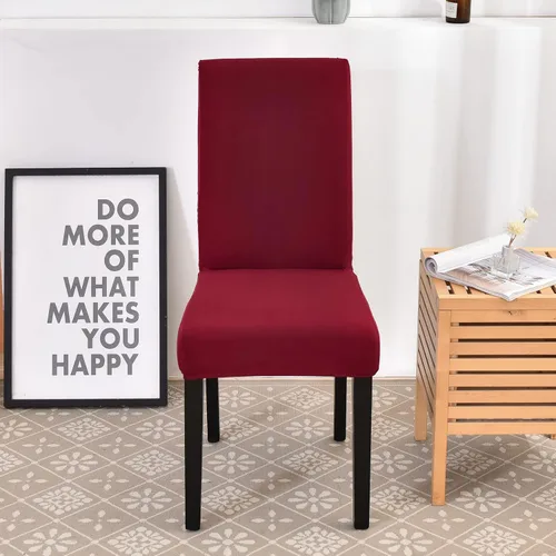 Miniatura 4 de HZDHCLH Juego de 4 fundas para sillas de comedor color burdeos, fundas elásticas de elastano para sillas Parsons, paquete de 4, fundas de asiento