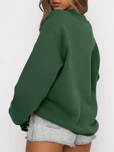 Miniatura 2 de ANRABESS Sudadera de manga larga para mujer, casual, cuello redondo, ajuste holgado, sudadera con capucha de forro polar para otoño
