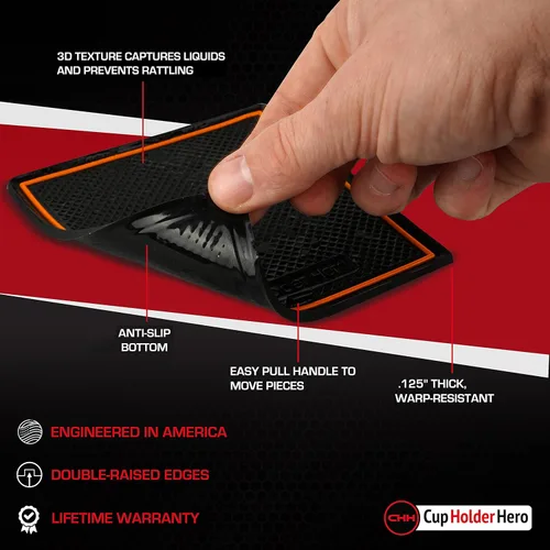 Miniatura 3 de CupHolderHero Compatible con accesorios Dodge Challenger 2015-2024 - Insertos de portavasos antideslizantes antipolvo, tapetes para consola central