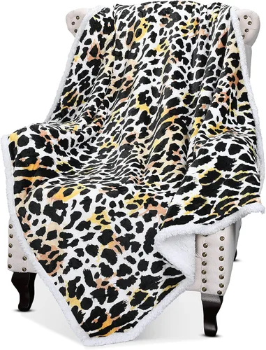 Miniatura 9 de Manta de Sherpa mullida con estampado de tigre; manta supersuave de vellón de visón, manta mullida para la cama y ver televisión, manta mullida