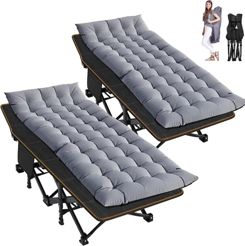 Miniatura 10 de ABORON Catre de Camping para Adultos de 28" Extra Ancho, Resistente 1200D Oxford Catre para Dormir, Cama de Campamento Plegable Portátil con Gris