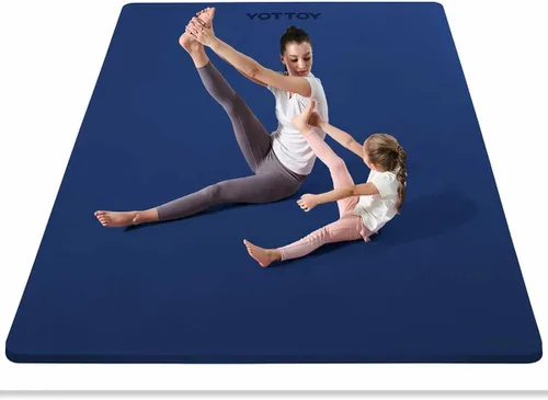 YOTTOY Tapete de yoga grande (75 x 52 x 1/2 pulgadas), tapete de ejercicio TPE extra ancho, tapete de entrenamiento antideslizante para pilates, Azul