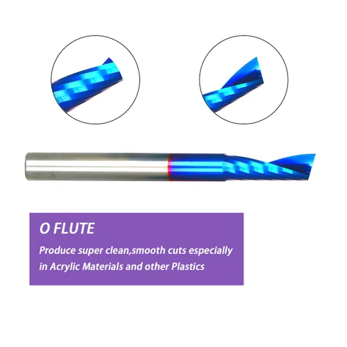 Miniatura 3 de Fresa de extremo CNC de carburo sólido de corte de 1/4 pulgadas de diámetro de corte simple 0 flauta espiral Router Bit para acrílico PVC Ruhi UO131