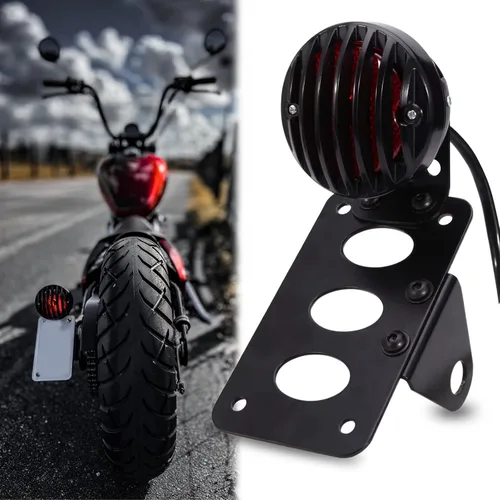 Rich Choices - Luces traseras de motocicleta con soporte lateral para matrícula, luces de freno integradas, luz de stop, impermeables, de aluminio,