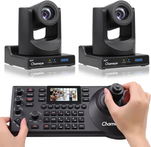 Miniatura 10 de Chameye Cámara PTZ NDI 4K 60FPS NDI, cámara de transmisión en vivo con seguimiento automático AI, compatible con salida 4K 60fps NDI HX3, zoom Negro