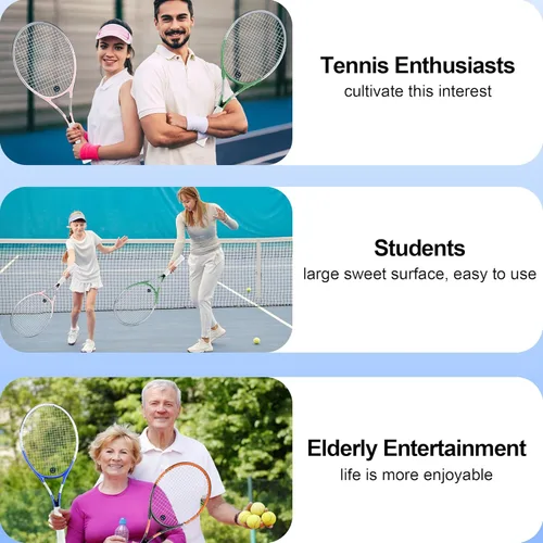 Miniatura 7 de bo'weiqi Juego de raquetas de tenis recreativas de 27 pulgadas para 2 jugadores, raquetas de tenis ligeras preencordadas para principiantes, incluye