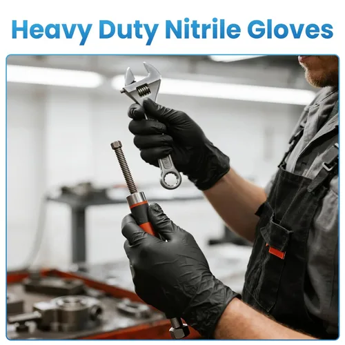 Miniatura 5 de Borje Guantes de nitrilo XL, 100 guantes desechables, negros, sin látex y polvo, 6 mil, examen médico, seguros para alimentos, cocina, mecánicos