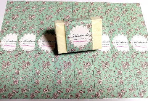 Miniatura 20 de Cinta de papel de envoltura para barra de jabón casera 20 piezas (horizontal - rosa claro)