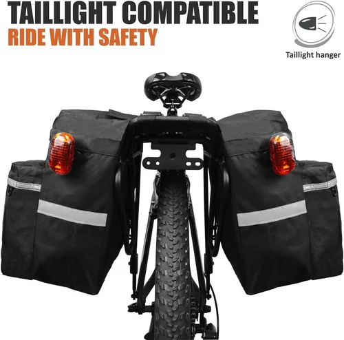 Miniatura 5 de BV, Alforjas para bicicleta con ganchos ajustables, manija para transporte, borde reflector 3M y bolsillos grandes