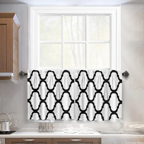Miniatura 47 de Melodieux - Cortinas de bolsillo de moda marroquí para cocina, cafetería o baño, pequeñas ventanas