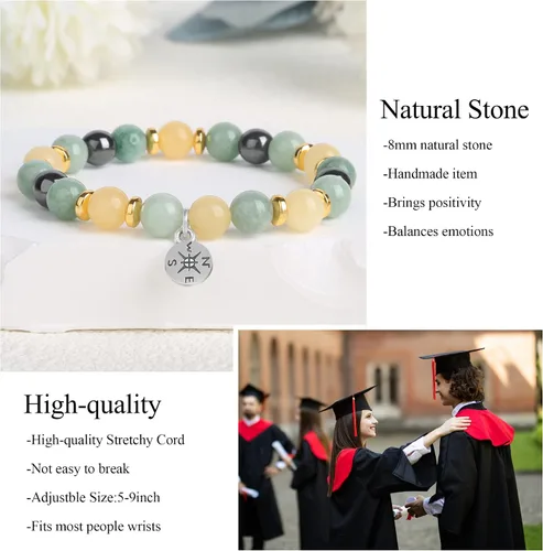 Miniatura 3 de Graduation Gifts for Her Him 2023, College Graduation Gifts High School Graduation Gifts for Women Men, Stretch Beads Compass Bracelet Jewelry with