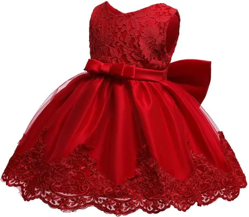 Miniatura 7 de Vestidos de encaje para concursos de niñas bebés de 0-2 años, vestido bordado para fiestas con diadema