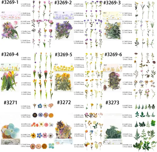 Miniatura 3 de FUNSHOWCASE Calcomanías mixtas de resina para plantas de piña, hojas de flores, decoración de álbumes de recortes, paquete de 218