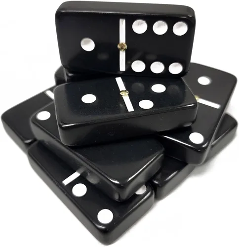 Miniatura 2 de Dominó doble de 6, color negro, tamaño de torneo profesional con giradores, en elegante caja de terciopelo negro.