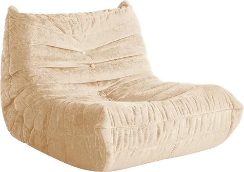 Miniatura 58 de Puf para adultos, silla puf grande, sillón con relleno de espuma viscoelástica para el hogar, apartamento o sala de juegos, gris afelpado Felpa gris