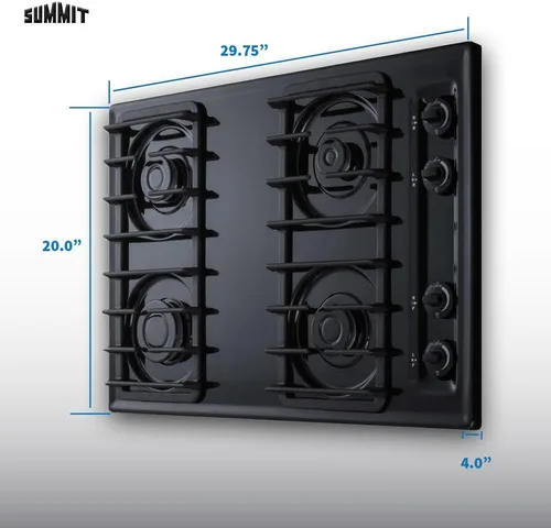 Miniatura 3 de Summit TTL053S - Placa de cocina a gas de 4 quemadores de 30 pulgadas, color negro