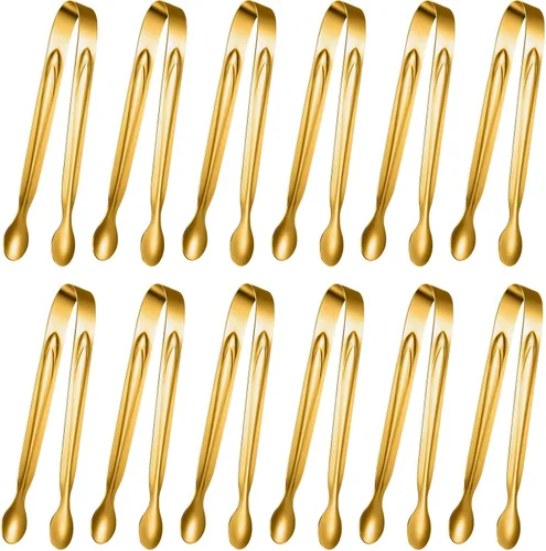Miniatura 8 de Gejoy 12 Piezas Pinzas Mini Pinzas Pequeñas para Servir de Acero Inoxidable Mini para Azúcar Tabla de Charcutería Aperitivos Postre Servir Comida