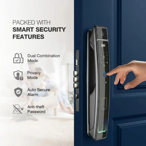 Miniatura 4 de Cerradura de puerta inteligente con cámara y reconocimiento facial 3D, cerradura de puerta de entrada sin llave con huella digital, contraseña