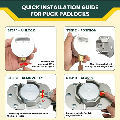 Miniatura 8 de Candado de disco de aluminio resistente, candado de alta seguridad con grillete oculto para remolques, camiones, furgonetas, contenedores