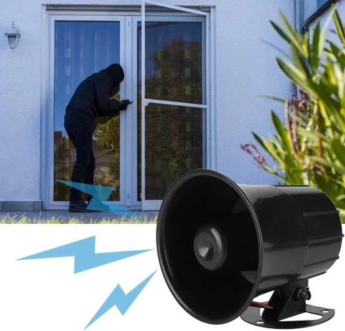 Miniatura 7 de Sirena de alarma ES-626 con altavoz de agudos de 12 V, carcasa ABS duradera, fácil instalación, versátil para fugas de gas y seguridad perimetral