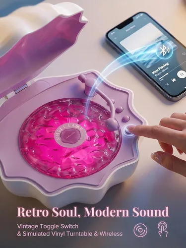 Miniatura 6 de Luz Proyector de Olas del Océano, Luz Nocturna de Concha con Altavoz Bluetooth Integrado, Control Remoto, Ruidos Blancos para Decoración