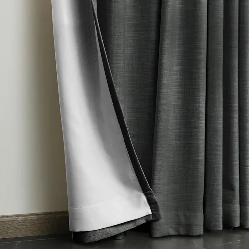 Miniatura 8 de Fcosie Cortinas opacas de 84 pulgadas de largo con textura de lino, con aislamiento térmico, con ojales en la parte superior con forro opaco blanco