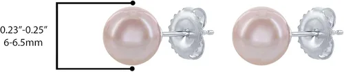 Miniatura 2 de Pendientes clásicos de plata de ley 925 AAA con perlas cultivadas de agua dulce rosadas - Elección de tamaño de perla