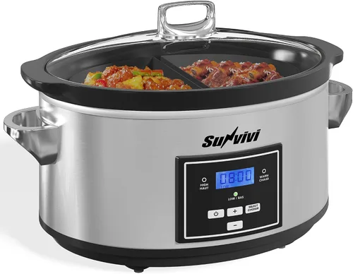 Miniatura 16 de Sunvivi Olla de cocción lenta de 3 cuartos de galón y mini calentador de alimentos con 3 ajustes de calefacción, olla de cerámica extraíble, tapa