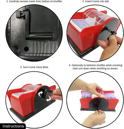 Miniatura 4 de Evelots Juego de cartas Shuffler - Soporte para 2 cartas de cubierta, sistema de manivela fácil, máquina barajadora de cartas, barajadora de cartas