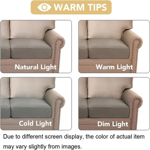Miniatura 7 de H.VERSAILTEX Fundas de cojín individuales superelásticas para asiento – Juegos de fundas de cojín de sofá y sillón – Tela de sarga texturizada Gris