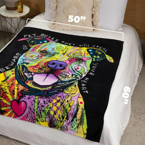 Miniatura 4 de Dawhud Direct Manta Throw de Forro Polar Pitbull de 50 x 60 Pulgadas con Arte de Perro Dean Russo - Mantas Pitbull Suaves y Coloridas para Adultos