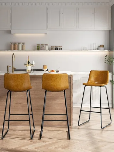 Miniatura 36 de Bar Stools Set of 2, 26 Inches Counter Height Bar Stools with Back, Modern Faux Leather Barstools with Metal Legs and Footrest, Bar Chairs for