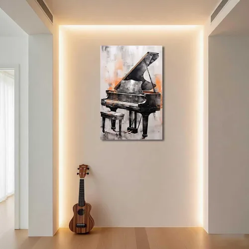 Miniatura 4 de BJYCHG Lienzo de piano para pared, estudio de música, decoración de habitación, instrumentos musicales, impresiones de imágenes retro abstractas