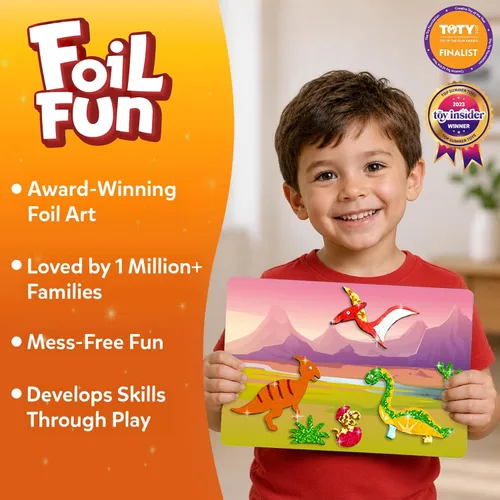 Miniatura 2 de Skillmatics Foil Fun - Dinosaurios, arte sin desorden para niños, kits de manualidades y suministros, actividad creativa de bricolaje, juguetes