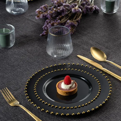 Miniatura 3 de Plasticpro - Juego de platos combinados de 32 piezas de plástico para cena, platos desechables de plástico elegantes y resistentes para fiestas de 7