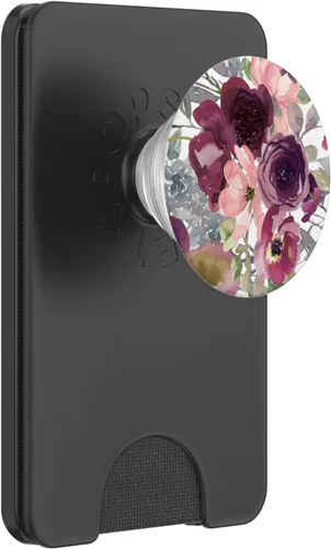 Miniatura 7 de PopSockets intercambiables con diseño floral burdeos con flores rosas