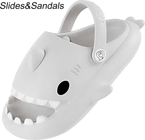Miniatura 2 de Sandalias de tiburón para niños y niñas, pantuflas de ducha con forma de nube, bonitas sandalias de punta abierta con dibujos animados, suela