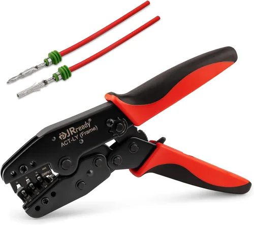 Miniatura 9 de JRready ACT-AD10 - Herramienta de crimpado de trinquete, crimpadora de cables de 22 a 10 AWG para conectores a tope termorretráctiles y terminales