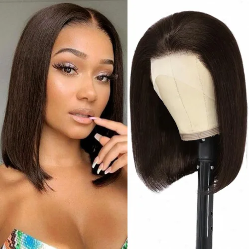 Miniatura 9 de UTIDE Peluca Bob Rubia 613 de Cabello Humano Pelucas Cortas de Cabello Humano 8 Pulgadas Peluca Frontal de Encaje 613 Cabello Humano Pre Arrancado